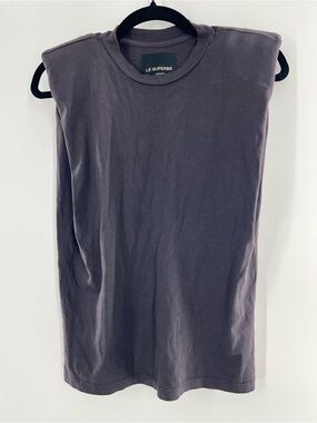 Revolve Le Superbe Plum Purple Mas Muscle Padded Shoulder Sleeveless Tee XS